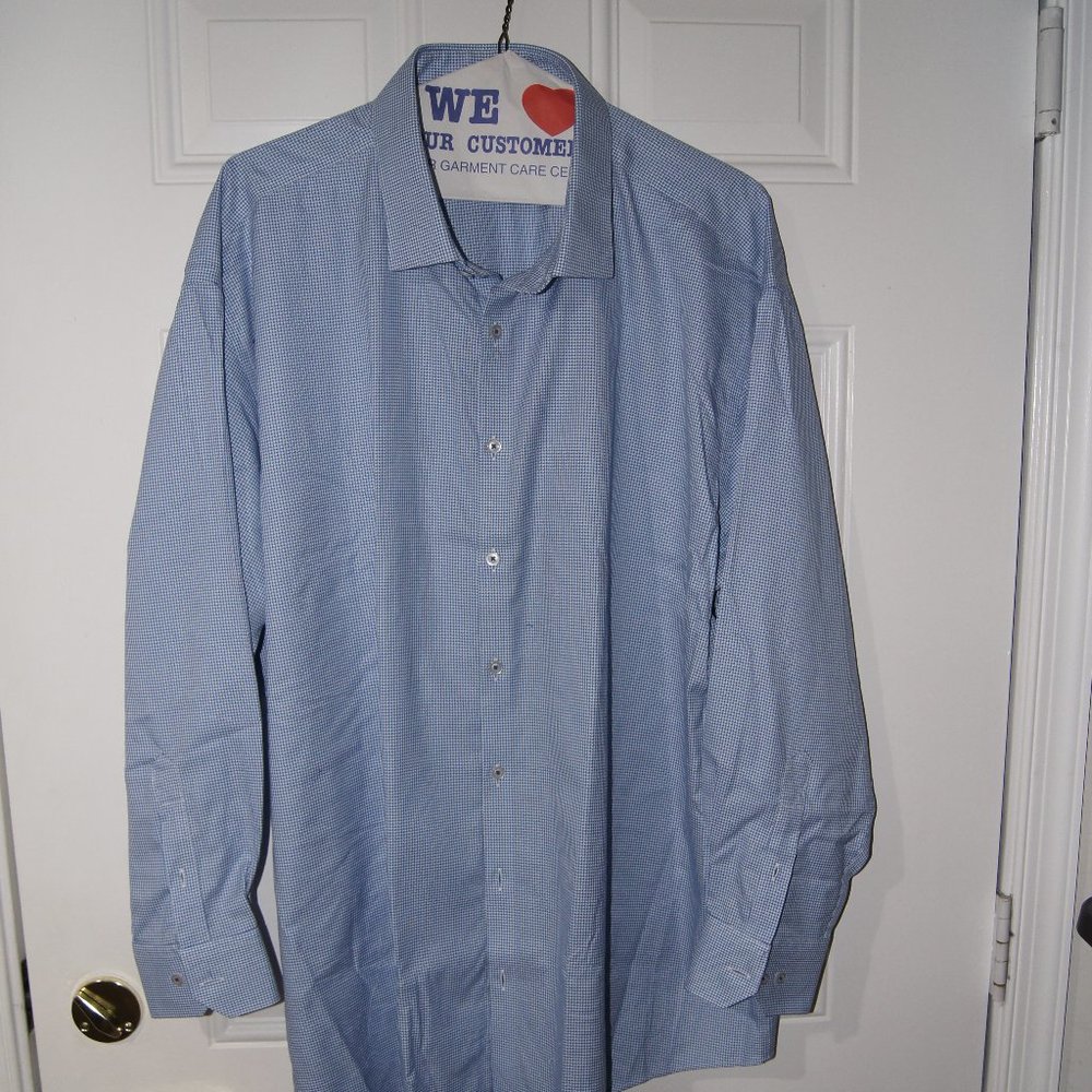 TM Lewin Blue Houndstooth Check Dress Shirt